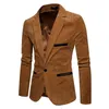 Erkekler Blazer Üstleri Yeni Bahar Sonbahar kadife ince takım elbise ceketleri lg kollu tek toka düğün ziyafet gündelik takım elbise ceketler d4c5#