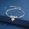 Charmarmband 925 Silverpläterad länkkedja Tassel Love Heart Armband Bangle for Women Girls Jewelry SL015