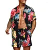 Chemises décontractées pour hommes T-shirt pour hommes Chemise à imprimé floral Set Short à manches courtes Costume Hommes Vêtements Hawaiian Holiday 2 pièces Ensembles MY753