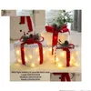 Juldekorationer 3PCSnew presentförpackning LED Tredelar Set Home Scene Layout El Window Decoration Props Iron Art Navidad Drop Deliver DHPKK