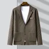 top Grade New Brand Casual Fi Slim Fit Striped Blazer Jacket Smart Elegant Stylish Knitted Suit Men Coat Mens Clothes 2023 48K3#