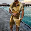 Homens Tracksuits Mens Manga Curta Camisa Casual e Shorts Define Duas Peças Verão Tailo Ternos para Homens Terno Separa Slim Fit Jacket