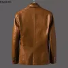2024 Мужские кожаные куртки с лацканами, кожаные куртки, мужские пиджаки из искусственной кожи, корейский стиль, тонкое кожаное пальто размера плюс M-6XL X0r8 #