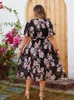 GIBSIE Plus Size Surplice Neck Butterfly Sleeve Belted Dres Holiday Floral Print Aline Boho Summer Long Dresses 2024 240321