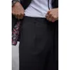 Terno masculino preto 3 peças blazer colete calças duplo breasted pico lapela smoking ouro buttsbusin casamento noivo traje homme a8aj #