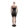 Vestidos casuais 2024 verão mulheres sexy bodycon lace ver através de mini vestido festa espaguete cinta perspectiva night club preto branco