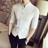 black Blouse Slim Fit Mandarin Collar White Shirts For Mens Tight Stylish Clothing Mens 2023 Wedding Party Dr Shirts Trendy S3K6#