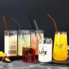 Pailles en verre écologiques pailles à boire réutilisables pailles à cocktail en verre multicolores pour jus de lait café bar boissons accessoire LL