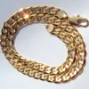 24 Yellow Solid Gold AUTHENTIC FINISH 18 k stamped Chain 10 mm fine Curb Cuban Link necklace Men's Made In302t