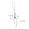 Keychains Simple Bowknot Phone Lanyard Wrist Strap Silver Color Butterfly Bow Charm Antilost Cellphone Hanging Rope