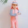 Costumi interi per neonate e bambine Costumi da bagno a maniche lunghe per bambini Costumi interi per bambini Anti-UV Cappello per il sole Dinosauro 3D Costume da bagno per bambini Costume da bagno per bebè carino 24327