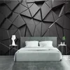 Fonds d'écran Moderne Luxe 3D Stéréoscopique Noir Géométrique Triangle Mural Pour Salon Bureau Décor Industriel Papier Peint