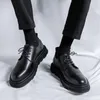 Casual Shoes Korean Style Men Fashion Wedding Party Dress Original Leather Black White Platform Shoe Breathable Gentleman Footwear Male