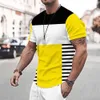メンズTシャツ夏のカラフルなストライププリントメンズストライプTシャツルース半袖Tシャツカジュアルシャツ特大Tシャツメンズ衣類240327