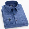 Men's Casual Shirts 2024 Spring And Autumn Brushed Shirt Flannel Stripe Color Spinning Trend Solid Cardigan Flip Neck
