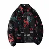 Lente en herfst Graffiti Cool Print Denim Jas Heren Trendy Merk Casual Koreaanse stijl Trendy Losse Veelzijdige Topjas Z3aX #