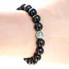 Link pulseiras mg2071 design 10 mm preto obsidiana árvore da vida contas pulseira cura cristais pedra preciosa alívio do estresse pulso mala