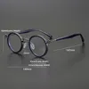 ビンテージラウンドアセテートメガネフレームメンレトロミオピア光学処方眼鏡女性韓国高級ブランドアイウェア240322