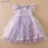 Girl's Dresses Little Girls Sequin Clothes Summer Casual Dress 3-8Yrs Cute Baby Birthday Vestidos Mesh Wedding Party Princess Dresses for Kids yq240327