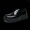 Sapatos casuais masculinos japão karajuku estilo coreano moda streetwear vintage plataforma grossa patente couro masculino vestido