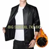 Winter Leren Jas Heren Bomber Retro Fleece Motorjassen Plus Size 6XL 7XL 8XL Jassen Flanel Warm Comfort Hoge kwaliteit P33D #