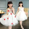 Girl's Dresses Girls Summer Dress 2024 New Party Princess Girls Dresses 2 3 5 7 9 To 12 Years Old Flower Avant-garde Design Prom Net Yarn Dress yq240327