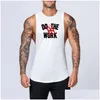 Camisetas sin mangas para hombres Moda para hombre Entrenamiento Gimnasio Top Chaleco Músculo Sin mangas Ropa deportiva Camisa Stringer Ropa Culturismo Singlets Algodón D Dhbur