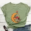 Koszulki damskie estetyczne księżyc i magiczne grzyby w kolorze koszulki retro mikologia koszulka koszulka top kobiety cottagecore hipis natura