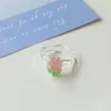 Korean Cute Transparent Resin Acrylic Flower Ring for Y2K Girl Finger Ring Summer Women Aesthetic Jewelry Friend Gifts 240312