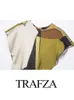 TRAFZA женские летние модные длинные платья с принтом и коротким рукавом сзади, с открытыми пуговицами, женское элегантное тонкое платье Vinatge 240321