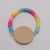 Boho DIY Beaded Clay Beads Elastic Wooden Disc Bracelet