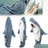 Coperta Nuovo Cartoon Shark Slee Bag Pigiama Ufficio Nap Karakal Tessuto di alta qualità Scialle a sirena per bambini Adt Consegna a domicilio Ga Dhb5P