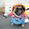Hundkläder Deadly Doll Costumes Cute Pet Cosplay Roliga kostymkläder för valpmedium Stora hundar Halloween Dress-Up Party