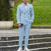 Двубортный небесно-голубой мужские костюмы Slim Fit Peak Lapel Groom Свадебные костюмы Блейзер на заказ Лучшие мужские смокинги Костюм Homme y2qH #
