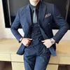 blazer+pants+vest Men's Suit 3 Piece One Butt Lapel Double Breasted Slim Fit Casual Busin Dr Suits For Wedding Tuxedo c7NT#