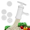 Prensa manual de macarrão para macarrão, utensílios de cozinha com 5 moldes de pressão diferentes para fazer espaguete, ferramentas de cozinha