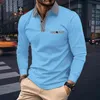 Spring Autumn Men Polo Shirt Casual Sports Shirt Men Pure Color LG Seed Polo Shirt S-3XL Men t-shirt fi Hateble Top 92Ey#