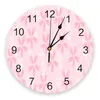 Horloges murales Fleur de cerisier Rose Fleur Impression Horloge Art Silencieux Non Ticking Montre ronde pour cadeau de décoration de la maison