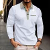 2024 Polo pour hommes Automne et hiver T-shirt à manches LG pour hommes Pull à revers européen et américain T-shirt à blocs de couleurs G8CW #