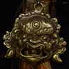 Statuette decorative 3,4 "Buddismo tibetano Bronzo Mahakala Divinità adirata Statua maschera di Buddha