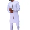 Novo em diki africano impresso branco étnico terno masculino 2 peça traditial festa de casamento roupas masculinas para homem d0e6 #