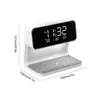 Horloges de table 3 en 1 Calendrier numérique Réveil Chargeur sans fil Écran LCD avec lampe à intensité variable pour chambre à coucher