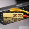 Clés USB Métal Style chinois 512 Go 256 Go 16 Go 32 Go 64 Go U Disque Creative Drive Stick Pen Logo personnalisé Drop Livraison Ordinateurs Ne Otbma