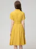 Luxury Women's Summer High Quality Fashion Party Slim Yellow Beading Casual Chic Celebrity Pretty Gorgeous Sweet Midi Dress
