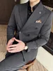 Korean Slim Fitt double breasted jacket mens clothing 2023 autumn casual business jacket office social wedding jacket 240327
