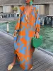 Femmes Vintage Maxi Dres Été Sexy Col V Profond Lg Manches Boho Imprimer Lg Dres Femme Plage Cover Up Robe Élégante d2YU #