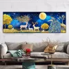 Knives Abstract Golden Elk and Birds Artworks Canvas Painting Modern Posters and Prints Wall Art Picture for Living Room Home Decor