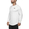 Mesh Nefes Alabilir Hızlı Kuru İnce Fit Gömlek Erkekler Koşu Spor LG Kollu T-Shirts Spor Salonu Vücut İnşa Fitn Egzersiz Giyim 53R2#
