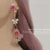 Dangle Earrings MWSONYA 2024 Korean Luxury Metal Flower Drop For Women Butterfly Crystal Elegant Long Pendientes Jewelry Brincos