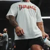 Fitn Thavage Camisa Homens Correndo Esportes Soltos T-shirt Oversized Manga Curta Cott Verão Musculação Treino Top Masculino k3oa #